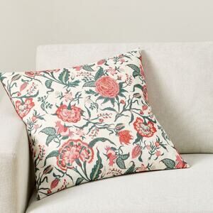 Pottery Barn Seely Floral Reversible Printed Accent Pillow Cover Cream Red NEW